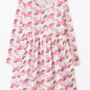 Hanna Andersson Pink Unicorn Print Long-Sleeve Nightgown - White